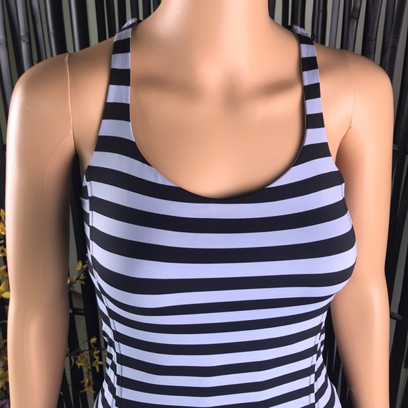 Lululemon Black/Light Blue Striped Crisscross Tank - Picture 3 of 8